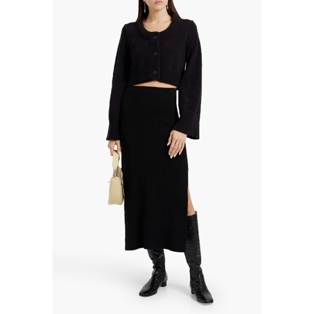 Loulou Studio Aalis Bouclé-Knit Midi Skirt | Black | NWT | Size M 90s Revival